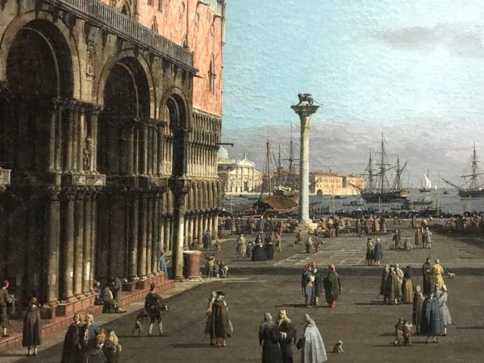 Dettaglio, Antonio Canal - detto Canaletto - Piazzetta San Marco con la Loggetta e la Libreria