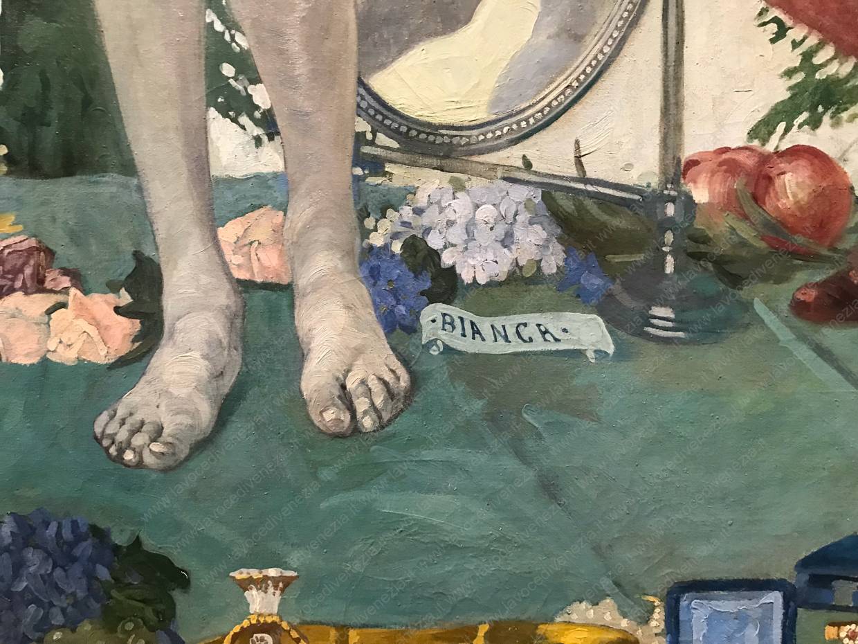Dettaglio - Felice Casorati 'Le signorine' 1912, olio su tela, 197x190 cm, Galleria Internazionale d'Arte Moderna Ca' Pesaro, Venezia. La foto è di Manuela Moschin