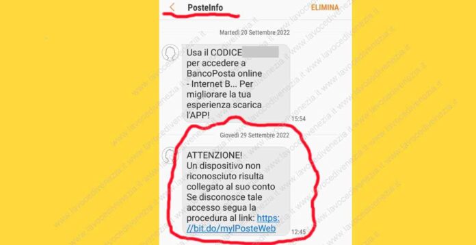 Falso messaggio sms di Poste Italiane, si tratta di truffe