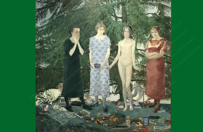 Felice Casorati 'Le signorine' 1912, olio su tela, 197x190 cm, Galleria Internazionale d'Arte Moderna Ca' Pesaro, Venezia. La foto è di Manuela Moschin