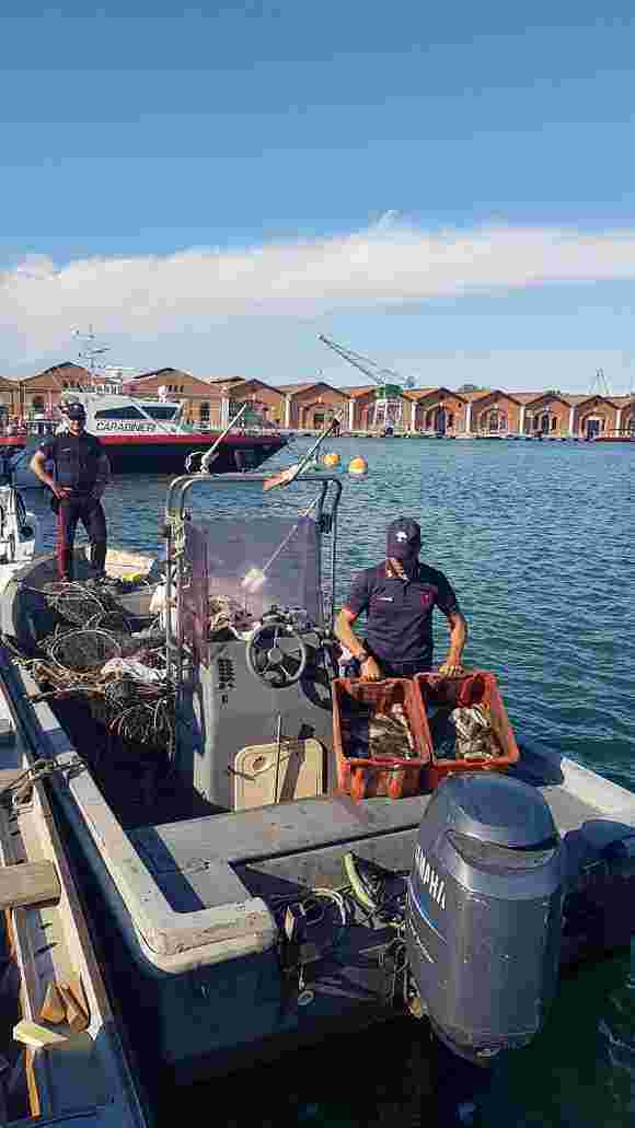 Foto imbarcazione sequestrata cavallino pesca abusiva