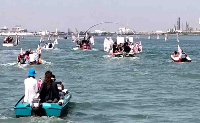 No grandi navi a Venezia, la 'Barcheggiata' fino a Fusina di oggi, 30-04-22