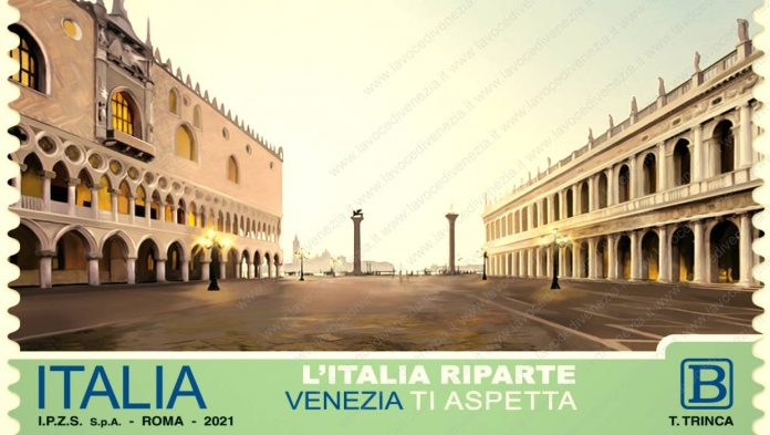 francobollo venezia piazza san marco colonne todaro poste italiane up 1240