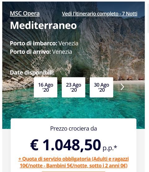 msc opera venezia agosto 2020