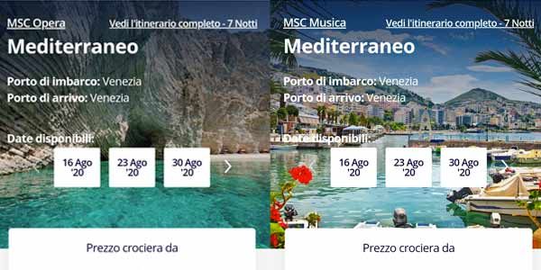 msc pacchetti crociere venezia