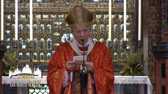 Patriarca Francesco Moraglia celebra messa Palme in Basilica di San Marco