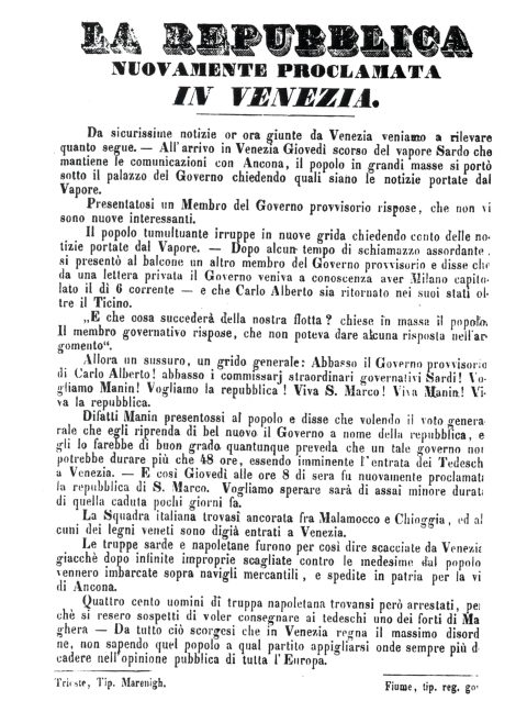 repubblica proclamata in venezia - gazzetta di ettore beggiato