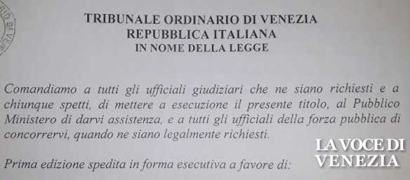 sfratto anziana dorsoduro ordinanza ufficiale giudiziario nostra 600